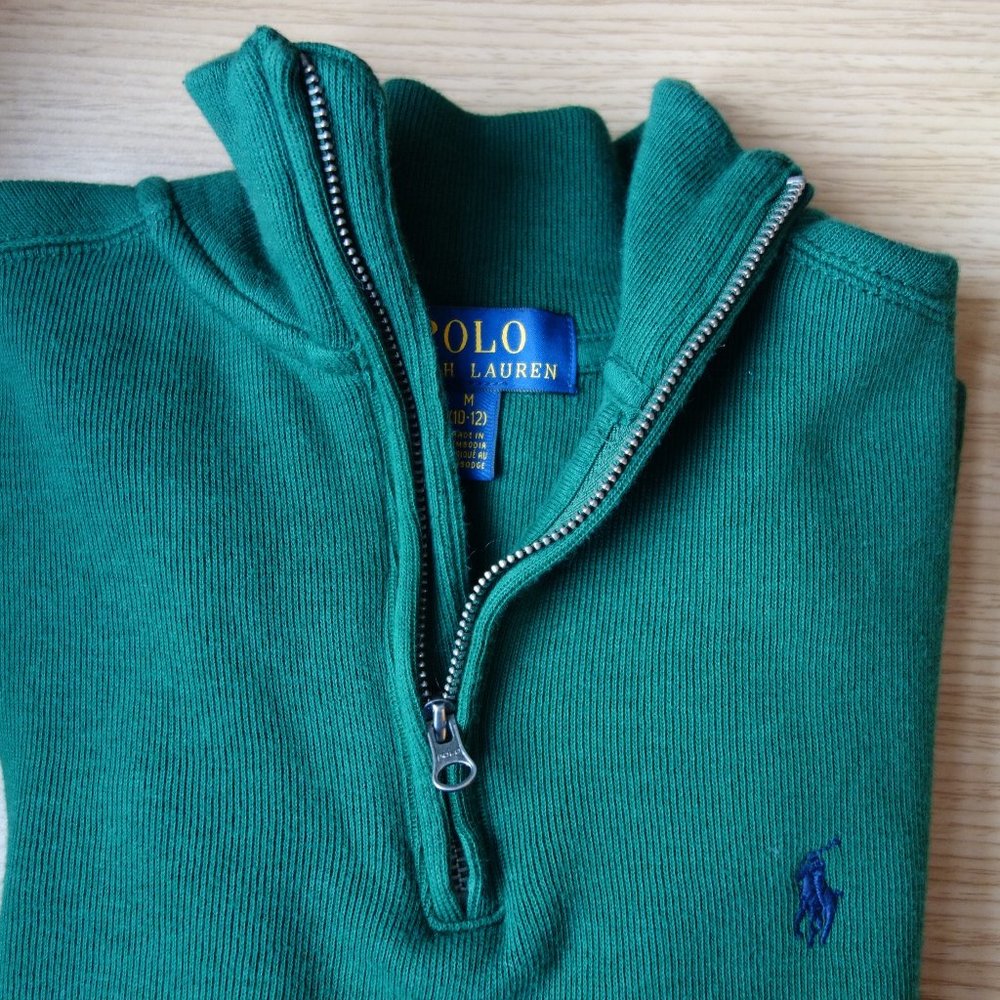 Polo Quarter Zip Sweater - Green